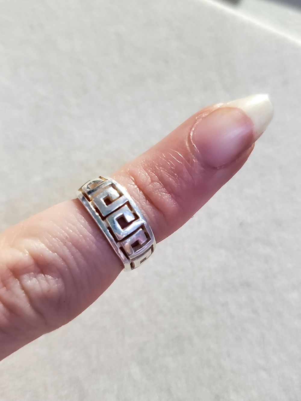 925 Sterling Silver Greek Key Adjustable Toe Ring • 2.05 g